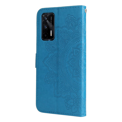 For OPPO Realme GT Master / Realme Q3 Pro 7-petal Flowers Embossing Pattern Horizontal Flip PU Leather Case with Holder & Card Slots & Wallet & Photo Frame(Blue) - Realme Cases by buy2fix | Online Shopping UK | buy2fix