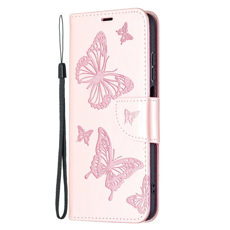 For Xiaomi Redmi 10 Two Butterflies Embossing Pattern Horizontal Flip Leather Case with Holder & Card Slot & Wallet & Lanyard(Gold) - Xiaomi Cases by buy2fix | Online Shopping UK | buy2fix