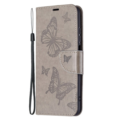 For Xiaomi Redmi 10 Two Butterflies Embossing Pattern Horizontal Flip Leather Case with Holder & Card Slot & Wallet & Lanyard(Grey) - Xiaomi Cases by buy2fix | Online Shopping UK | buy2fix