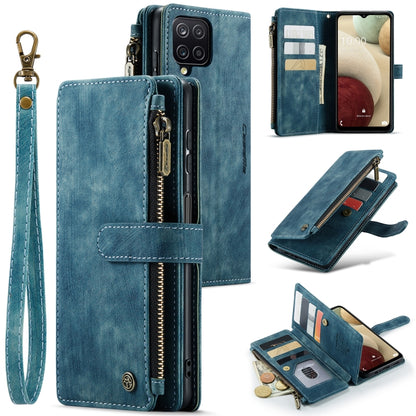 For Samsung Galaxy A12 CaseMe-C30 PU + TPU Multifunctional Horizontal Flip Leather Case with Holder & Card Slot & Wallet & Zipper Pocket(Blue) - Galaxy Phone Cases by CaseMe | Online Shopping UK | buy2fix