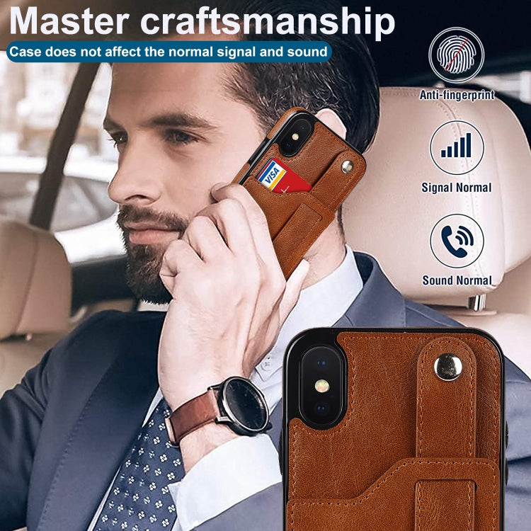 For iPhone XS Max Crazy Horse Texture Shockproof TPU + PU Leather Case with Card Slot & Wrist Strap Holder(Brown) - More iPhone Cases by buy2fix | Online Shopping UK | buy2fix