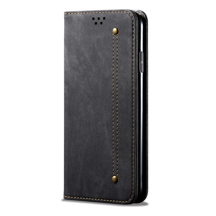 For iPhone SE 2022 / SE 2020 / 8 / 7 Denim Texture Casual Style Horizontal Flip Leather Case with Holder & Card Slots & Wallet(Black) - More iPhone Cases by buy2fix | Online Shopping UK | buy2fix