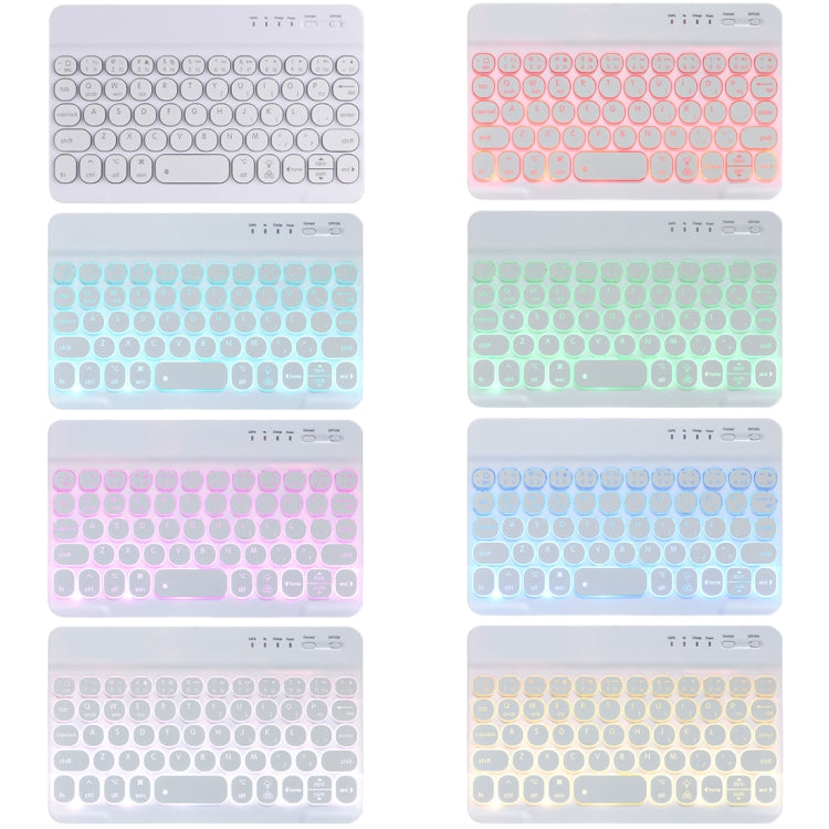 HY006D Round Keys Detachable Bluetooth Keyboard Leather Tablet Case with Colorful Backlight & Holder for iPad mini 6(Light Purple) - For iPad mini by buy2fix | Online Shopping UK | buy2fix