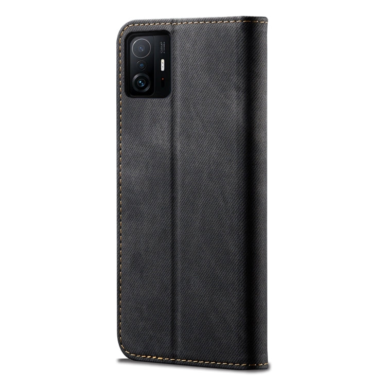 For Xiaomi 11T Pro Denim Texture Casual Style Horizontal Flip Leather Case with Holder & Card Slots & Wallet(Black) - Xiaomi Cases by buy2fix | Online Shopping UK | buy2fix