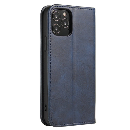 For iPhone 12 / 12 Pro Calf Texture Magnetic Horizontal Flip Leather Case with Holder & Card Slots & Wallet(Blue) - iPhone 12 / 12 Pro Cases by buy2fix | Online Shopping UK | buy2fix