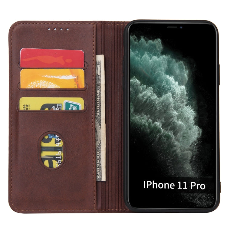 For iPhone 11 Pro Max Calf Texture Magnetic Horizontal Flip Leather Case with Holder & Card Slots & Wallet (Brown) - iPhone 11 Pro Max Cases by buy2fix | Online Shopping UK | buy2fix