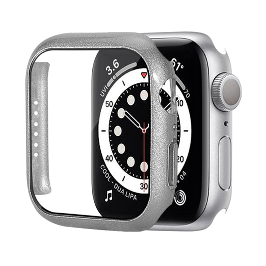 Shockproof PC Protective Case with Tempered Glass Film For Apple Watch Series 8 / 7 41mm(Silver) - Watch Cases by buy2fix | Online Shopping UK | buy2fix