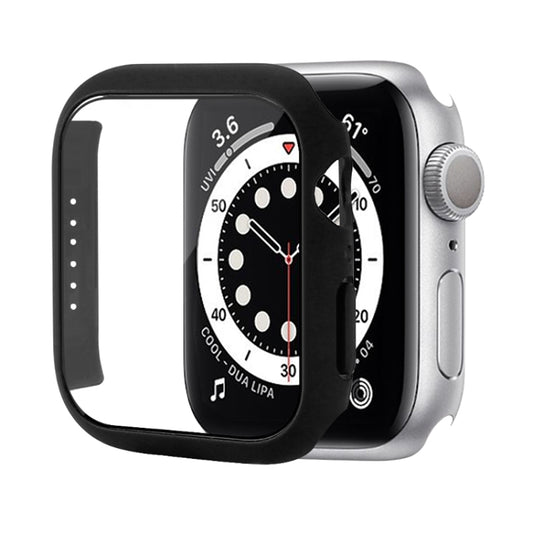 Shockproof PC Protective Case with Tempered Glass Film For Apple Watch Series 8 / 7 45mm(Black) - Watch Cases by buy2fix | Online Shopping UK | buy2fix