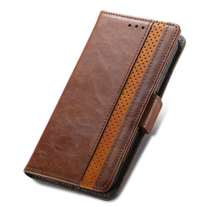 For Huawei P50 Pro CaseNeo Business Splicing Dual Magnetic Buckle Horizontal Flip PU Leather Case with Holder & Card Slots & Wallet(Brown) - Huawei Cases by buy2fix | Online Shopping UK | buy2fix