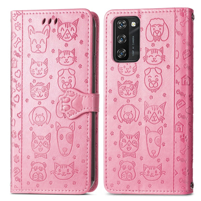 For Blackview A100 Lovely Cat and Dog Embossing Pattern Horizontal Flip Leather Case , with Holder & Card Slots & Wallet & Cartoon Clasp & Lanyard(Pink) - More Brand by buy2fix | Online Shopping UK | buy2fix