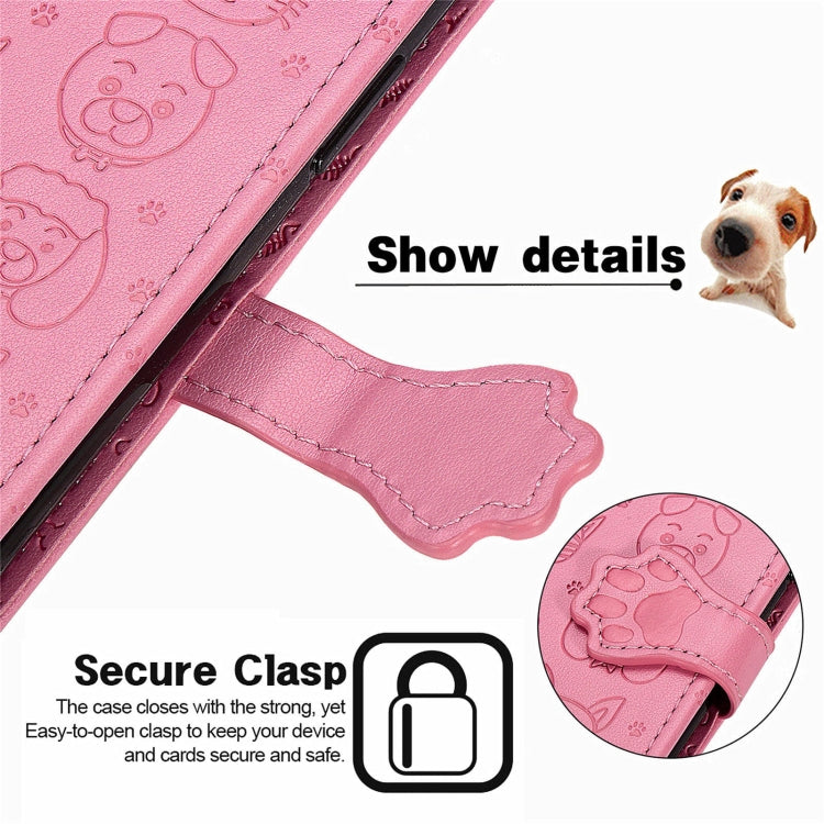 For Blackview A100 Lovely Cat and Dog Embossing Pattern Horizontal Flip Leather Case , with Holder & Card Slots & Wallet & Cartoon Clasp & Lanyard(Pink) - More Brand by buy2fix | Online Shopping UK | buy2fix