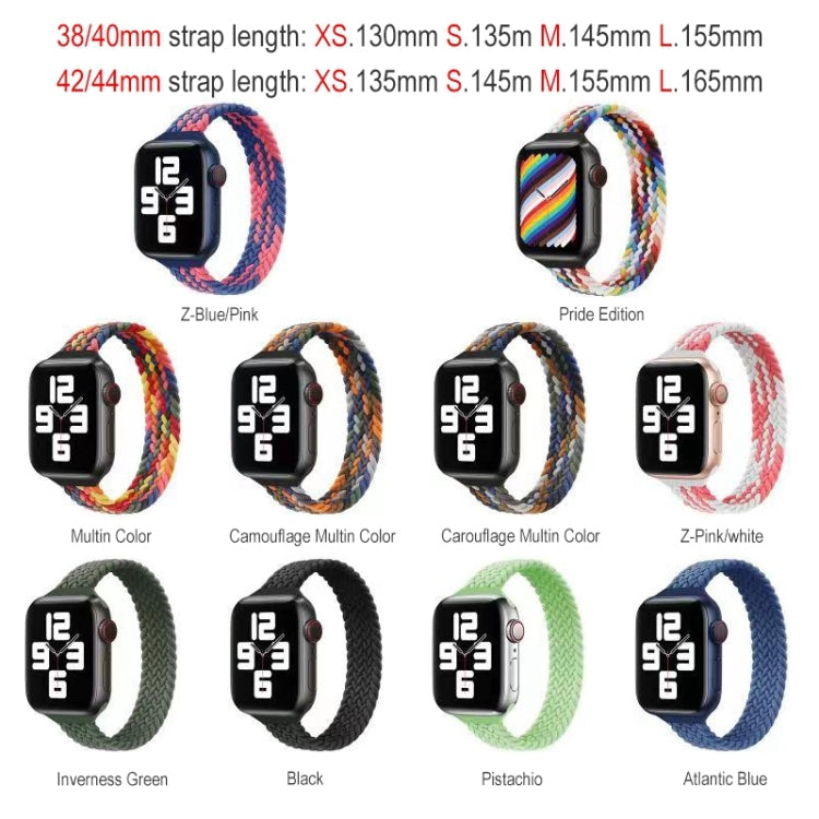 Small Waist Single Loop Nylon Braid Watch Band For Apple Watch Ultra 49mm&Watch Ultra 2 49mm / Series 9&8&7 45mm / SE 3&SE 2&6&SE&5&4 44mm / 3&2&1 42mm, Size:L 165mm(Cowboy Colorful) - Watch Bands by buy2fix | Online Shopping UK | buy2fix