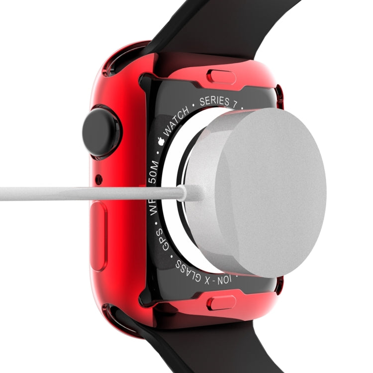 Shockproof TPU All-inclusive Electroplate Protective Case For Apple Watch Series 8 / 7 45mm(Red) - Watch Cases by buy2fix | Online Shopping UK | buy2fix