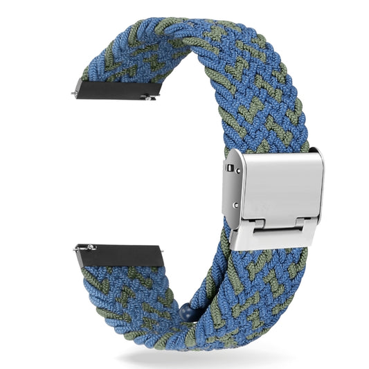 22mm Universal Metal Buckle Nylon Braided Watch Band(W Blue Green) - 22mm Bands by buy2fix | Online Shopping UK | buy2fix