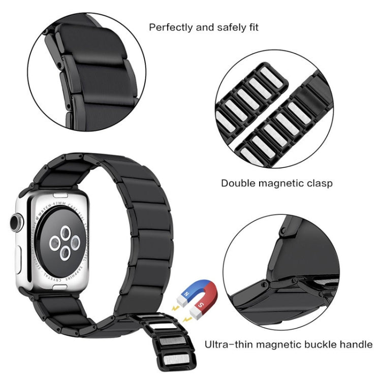 Bamboo Joint Magnetic Steel Watch Band For Apple Watch Series 9&8&7 41mm / SE 3&SE 2&6&SE&5&4 40mm / 3&2&1 38mm(Black) - Watch Bands by buy2fix | Online Shopping UK | buy2fix