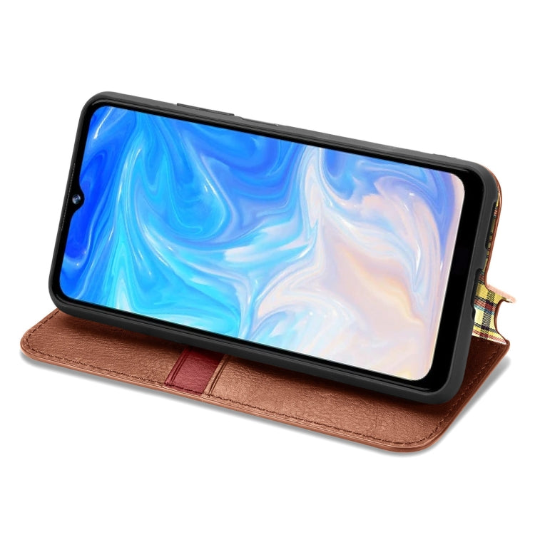 For Doogee N40 Pro Cubic Grid Pressed Horizontal Flip Magnetic Leather Case with Holder & Card Slots & Wallet(Brown) - More Brand by buy2fix | Online Shopping UK | buy2fix