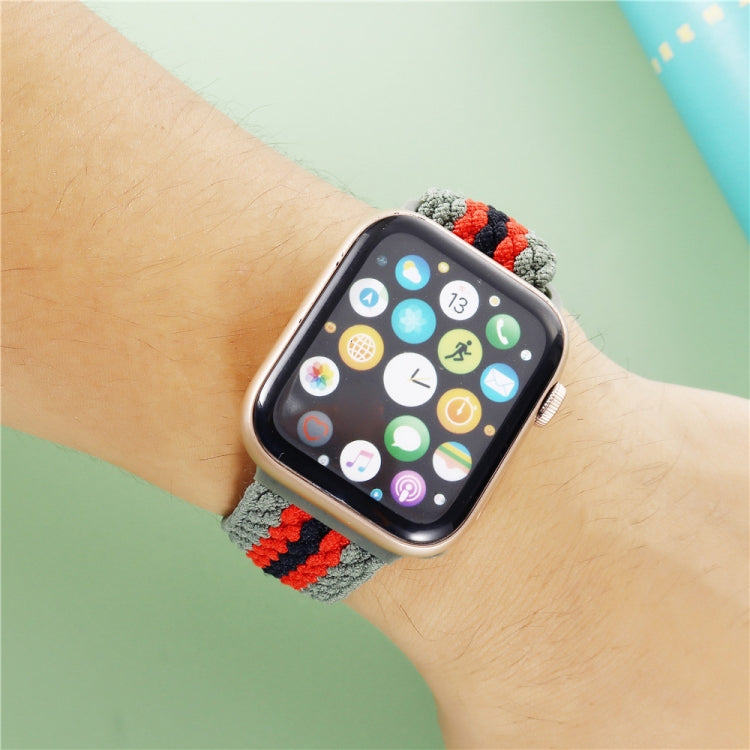 Adjustable Striped Woven Nylon Strap Watch Band For Apple Watch Ultra 49mm&Watch Ultra 2 49mm / Series 9&8&7 45mm / SE 3&SE 2&6&SE&5&4 44mm / 3&2&1 42mm(Red) - Watch Bands by buy2fix | Online Shopping UK | buy2fix