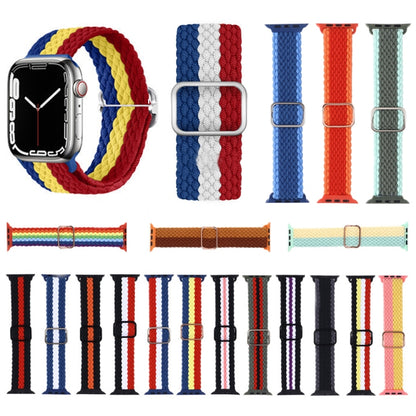 Adjustable Striped Woven Nylon Strap Watch Band For Apple Watch Ultra 49mm&Watch Ultra 2 49mm / Series 9&8&7 45mm / SE 3&SE 2&6&SE&5&4 44mm / 3&2&1 42mm(Green Red Black) - Watch Bands by buy2fix | Online Shopping UK | buy2fix