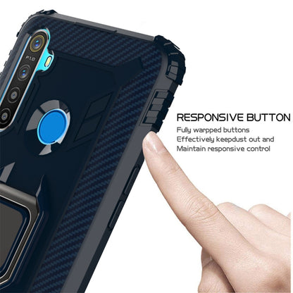 For OPPO Realme 5 Carbon Fiber Protective Case with 360 Degree Rotating Ring Holder(Blue) - Realme Cases by buy2fix | Online Shopping UK | buy2fix