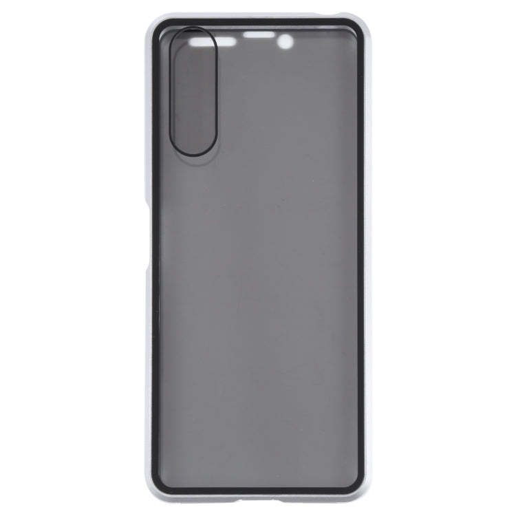 For Sony Xperia 10 III Anti-peeping Magnetic Double-sided Tempered Glass Phone Case(Silver) - Sony Cases by buy2fix | Online Shopping UK | buy2fix