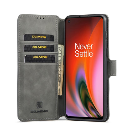 For OnePlus Nord 2 DG.MING Retro Oil Side Horizontal Flip Leather Case with Holder & Card Slots & Wallet(Grey) - OnePlus Cases by DG.MING | Online Shopping UK | buy2fix