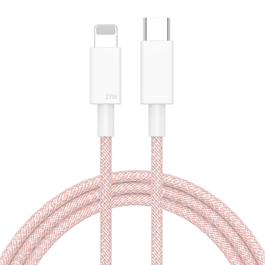 27W PD USB-C / Type-C to 8 Pin Fast Charging Braided Data Cable, Cable Length: 1m(Pink) - 2 in 1 Cable by buy2fix | Online Shopping UK | buy2fix