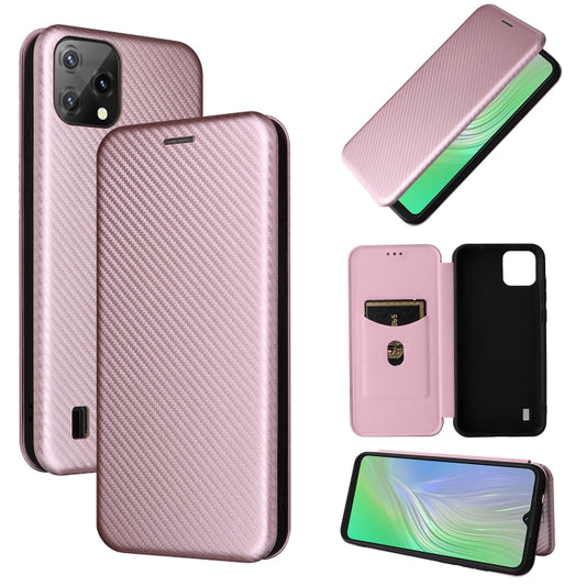 For Blackview A55 Carbon Fiber Texture Horizontal Flip PU Phone Case(Pink) - More Brand by buy2fix | Online Shopping UK | buy2fix