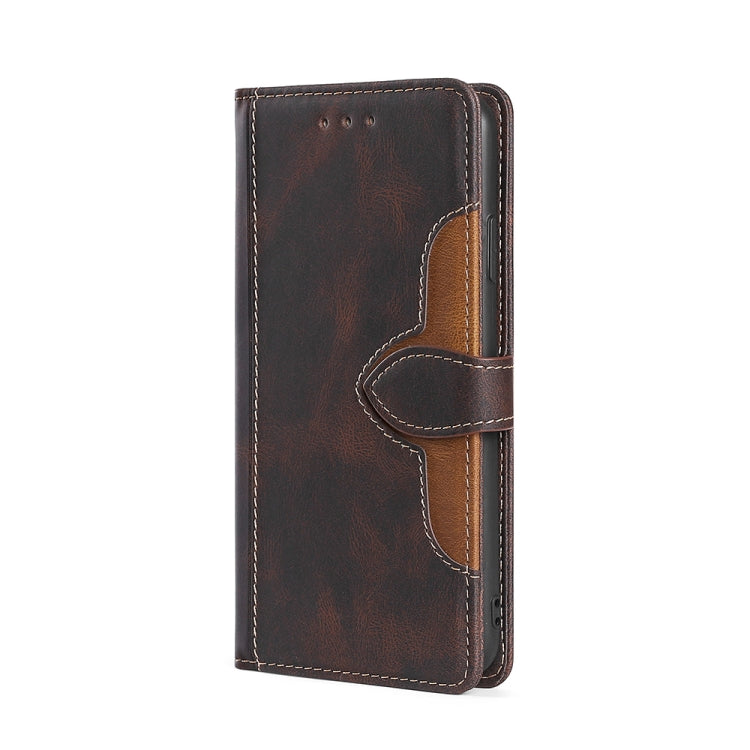 For Ulefone Note 12P Stitching Skin Feel Magnetic Buckle Horizontal Flip PU Leather Case(Brown) - Ulefone Cases by buy2fix | Online Shopping UK | buy2fix