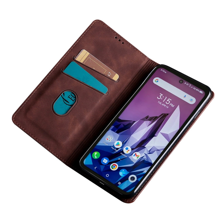 For Blackview A55 Pro Skin Feel Magnetic Horizontal Flip Leather Phone Case(Dark Brown) - More Brand by buy2fix | Online Shopping UK | buy2fix