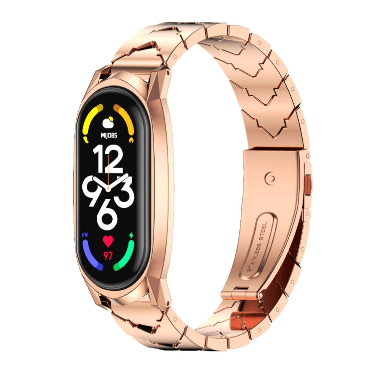 For Xiaomi Mi Band 7 / 7 NFC MIJOBS GT Metal Stainless Steel V-shaped Watch Band(Rose Gold) - Watch Bands by MIJOBS | Online Shopping UK | buy2fix