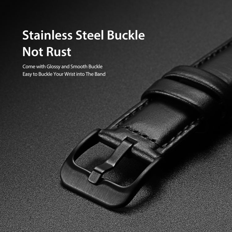 DUX DUCIS 22mm Genuine Leather Watch Band For Samsung Galaxy/Huawei/Honor/Xiaomi Watch(Black) - 22mm Bands by DUX DUCIS | Online Shopping UK | buy2fix