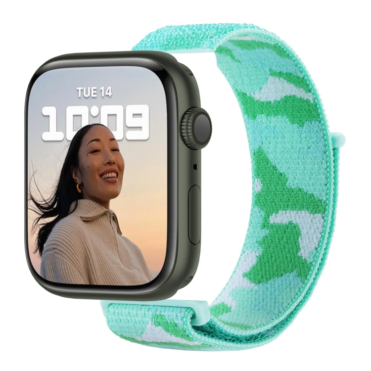 Nylon Loop Watch Band For  Apple Watch Ultra 49mm&Watch Ultra 2 49mm / Series 9&8&7 45mm / SE 3&SE 2&6&SE&5&4 44mm / 3&2&1 42mm(Lime Camouflage) - Watch Bands by buy2fix | Online Shopping UK | buy2fix