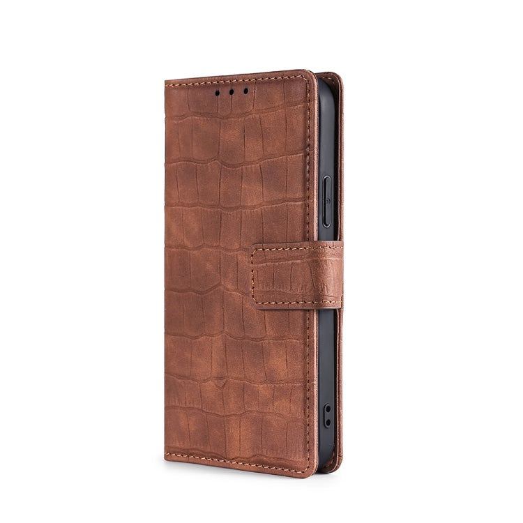 For Blackview A50 Skin Feel Crocodile Magnetic Clasp Leather Phone Case(Brown) - More Brand by buy2fix | Online Shopping UK | buy2fix