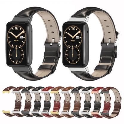 For Xiaomi Mi Band 7 Pro Mijobs Genuine Leather Top Layer Cowhide Watch Band(Bamboo Red Rose Gold) - Watch Bands by MIJOBS | Online Shopping UK | buy2fix