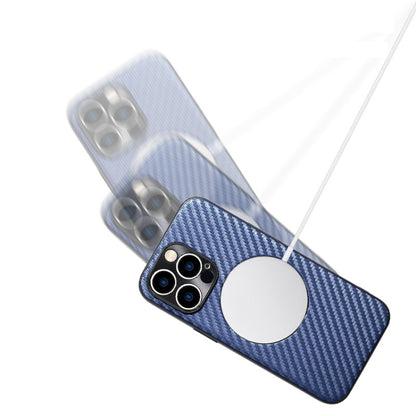 For iPhone 12 Pro MagSafe Magnetic Carbon Fiber Texture Phone Case(Blue) - iPhone 12 / 12 Pro Cases by buy2fix | Online Shopping UK | buy2fix