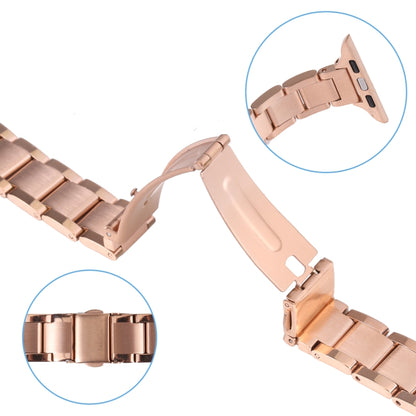 Three Beads Metal Watch Band For Apple Watch Ultra 49mm&Watch Ultra 2 49mm / Series 9&8&7 45mm / SE 3&SE 2&6&SE&5&4 44mm / 3&2&1 42mm(Rose Gold) - Watch Bands by buy2fix | Online Shopping UK | buy2fix