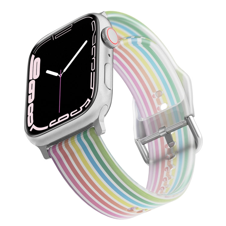 Frosted Translucent Silicone Watch Band For Apple Watch Ultra 49mm&Watch Ultra 2 49mm / Series 9&8&7 45mm / SE 3&SE 2&6&SE&5&4 44mm / 3&2&1 42mm(Transparent Rainbow) - Watch Bands by buy2fix | Online Shopping UK | buy2fix