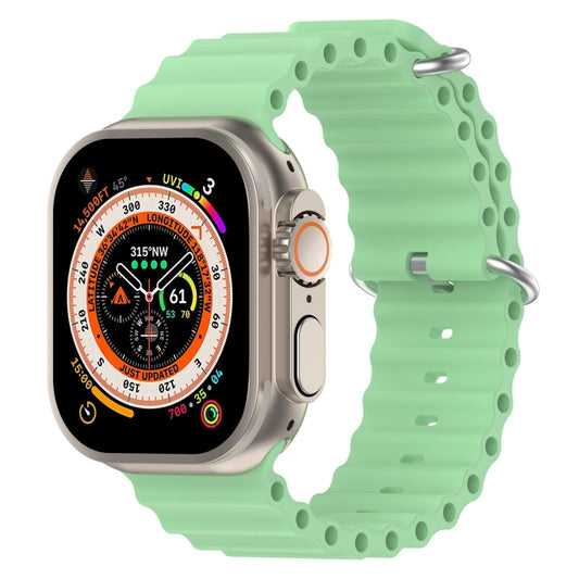 Ocean Silicone Watch Band For Apple Watch Ultra 49mm / Series 8&7 45mm / SE 2&6&SE&5&4 44mm (Light Green) - Watch Bands by buy2fix | Online Shopping UK | buy2fix