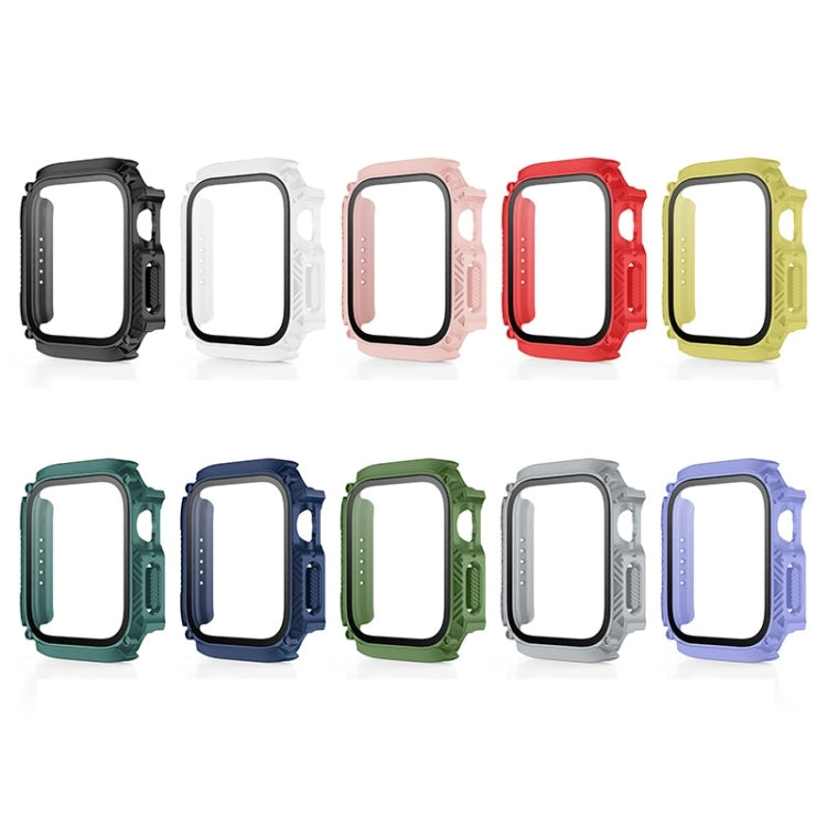 Screen Tempered Glass Film Armor Waterproof Watch Case For Apple Watch Series 8&7 41mm(Red) - Watch Cases by buy2fix | Online Shopping UK | buy2fix