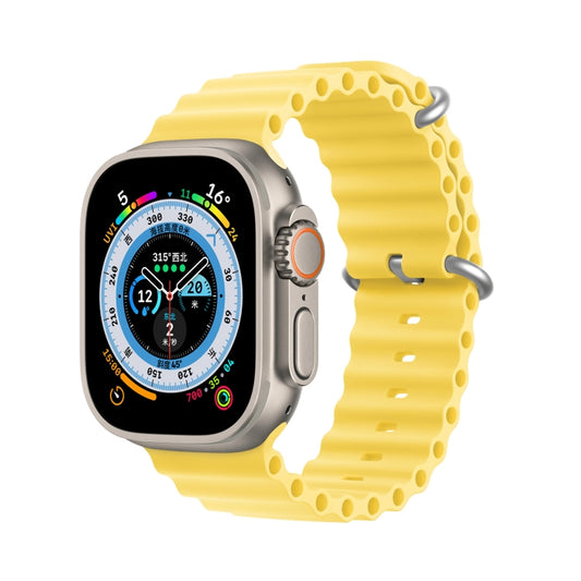 DUX DUCIS Sea Wave Silicone Watch Band For Apple Watch Series 8&7 41mm / SE 2&6&SE&5&4 40mm / 3&2&1 38mm(Yellow) - Watch Bands by DUX DUCIS | Online Shopping UK | buy2fix