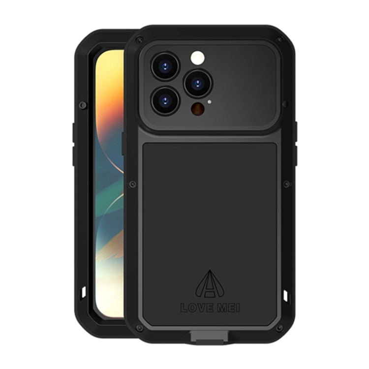 For iPhone 14 Pro Max LOVE MEI Metal Shockproof Life Waterproof Dustproof Phone Case(Black) - iPhone 14 Pro Max Cases by LOVE MEI | Online Shopping UK | buy2fix