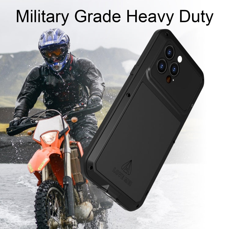 For iPhone 14 Pro Max LOVE MEI Metal Shockproof Life Waterproof Dustproof Phone Case(Black) - iPhone 14 Pro Max Cases by LOVE MEI | Online Shopping UK | buy2fix