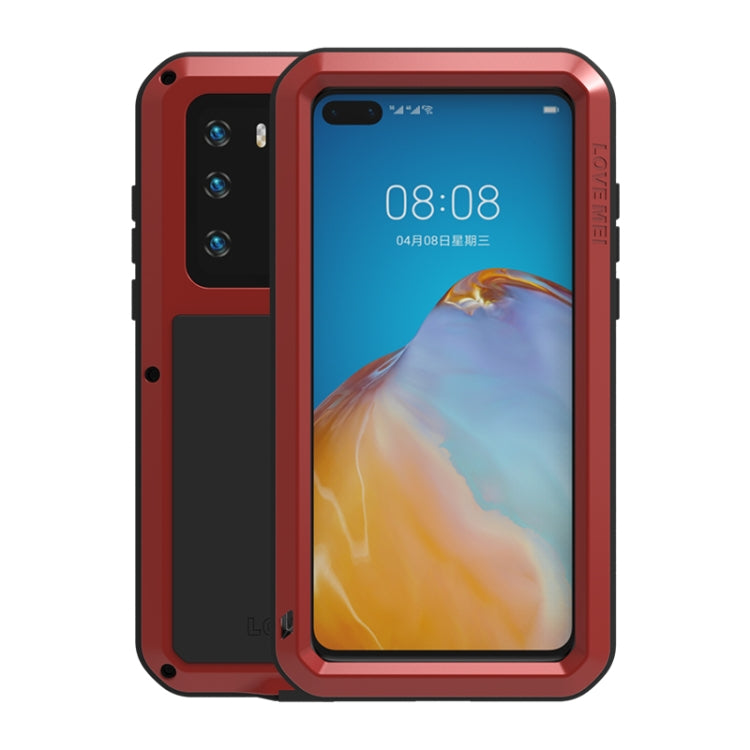 For Huawei P40 LOVE MEI Metal Shockproof Waterproof Dustproof Protective Case(Red) - Huawei Cases by LOVE MEI | Online Shopping UK | buy2fix