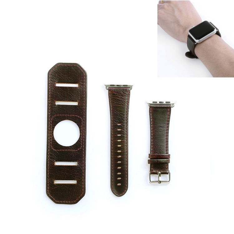 For Apple Watch 5 & 4 40mm / 3 & 2 & 1 38mm Crazy Horse Texture Bracelet Watch Band(Dark Brown) - Watch Bands by buy2fix | Online Shopping UK | buy2fix