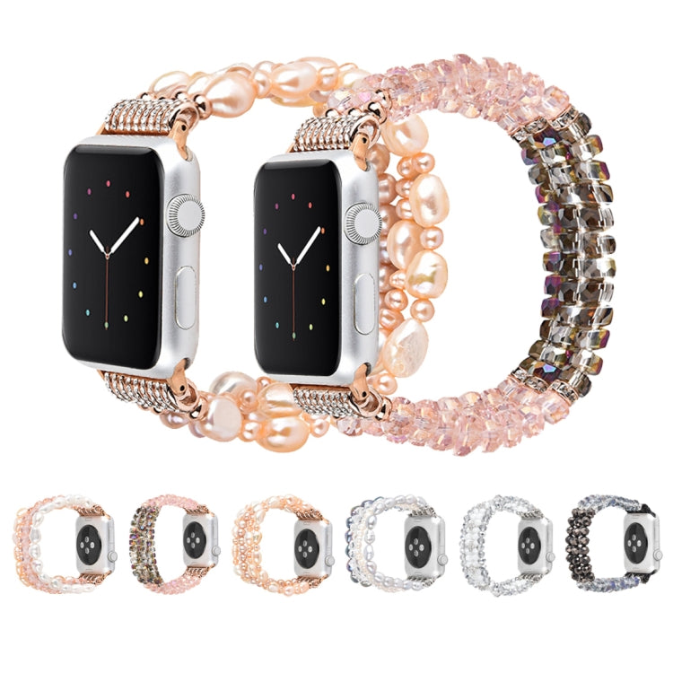 For Apple Watch 5 & 4 40mm / 3 & 2 & 1 38mm Pearl Crystal Watch Band(Pearl + White Crystal) - Watch Bands by buy2fix | Online Shopping UK | buy2fix