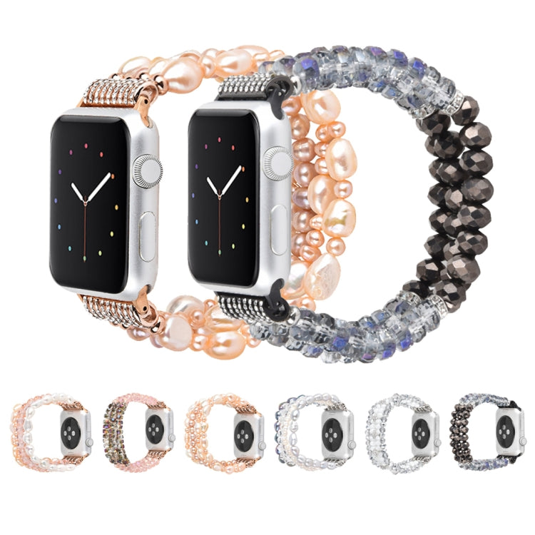 For Apple Watch 5 & 4 44mm / 3 & 2 & 1 42mm Pearl Crystal Watch Band(Crystal Porcelain White) - Watch Bands by buy2fix | Online Shopping UK | buy2fix