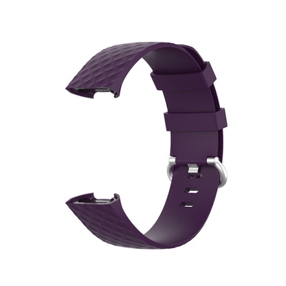 18mm Silver Color Buckle TPU Wrist Strap Watch Band for Fitbit Charge 4 / Charge 3 / Charge 3 SE, Size: S(Dark Purple) - Watch Bands by buy2fix | Online Shopping UK | buy2fix