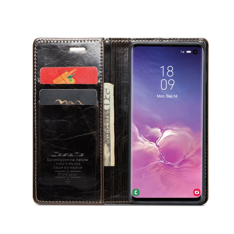 For Samsung Galaxy S10 CaseMe 003 Crazy Horse Texture Leather Phone Case(Coffee) - Galaxy Phone Cases by CaseMe | Online Shopping UK | buy2fix