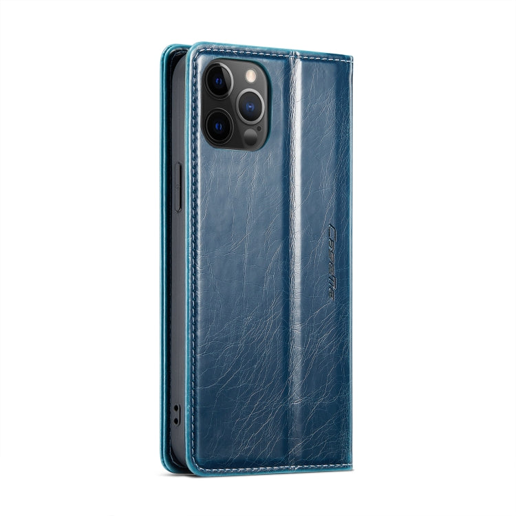 For iPhone 12 Pro CaseMe 003 Crazy Horse Texture Leather Phone Case(Blue) - iPhone 12 / 12 Pro Cases by CaseMe | Online Shopping UK | buy2fix