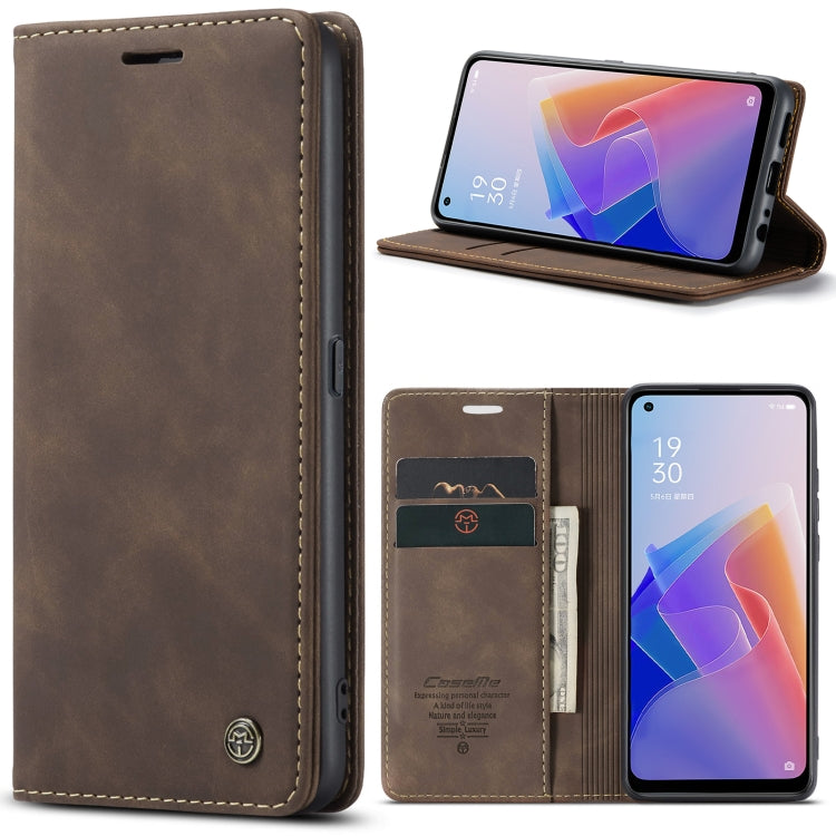 CaseMe 013 Multifunctional Horizontal Flip Leather Phone Case For OPPO Reno7 Z Global/Reno7 Lite Global/Reno8 Lite Global/F21 Pro 5G Global/Reno8 Z Global(Coffee) - OPPO Cases by CaseMe | Online Shopping UK | buy2fix